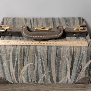 French Co Satchel Handbag Tapestry And Leather . Might Need Some Polishing.